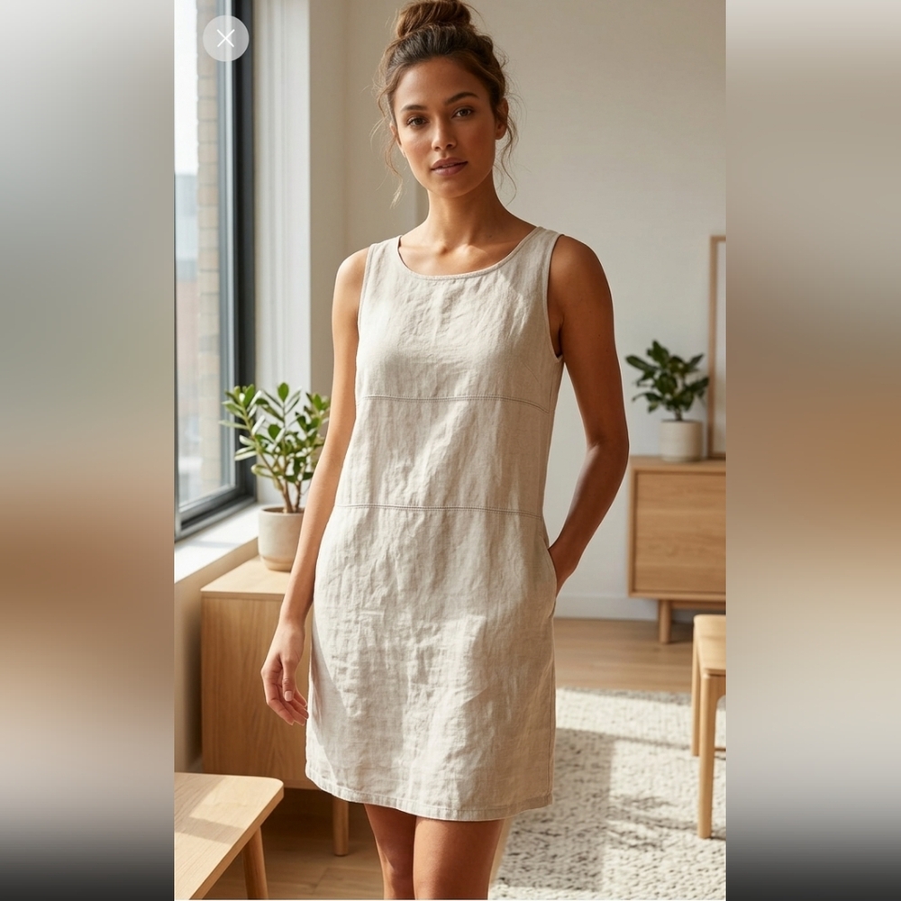 J. Crew Sleeveless 100% Linen Midi Tent Dress Womens Womens Size 8 lagenlook